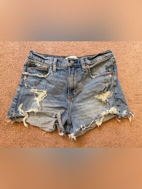 Abercrombie & Fitch Light Blue Distressed Denim Shorts